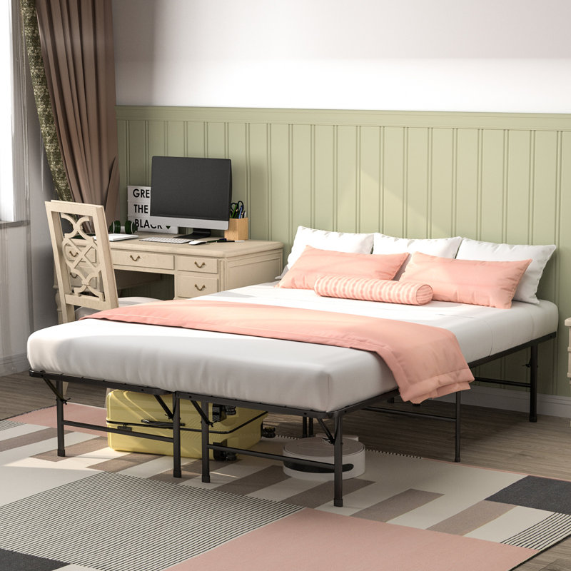 Ebern Designs Steel Folding Bed 16" Foldable Platform Bed Mattress